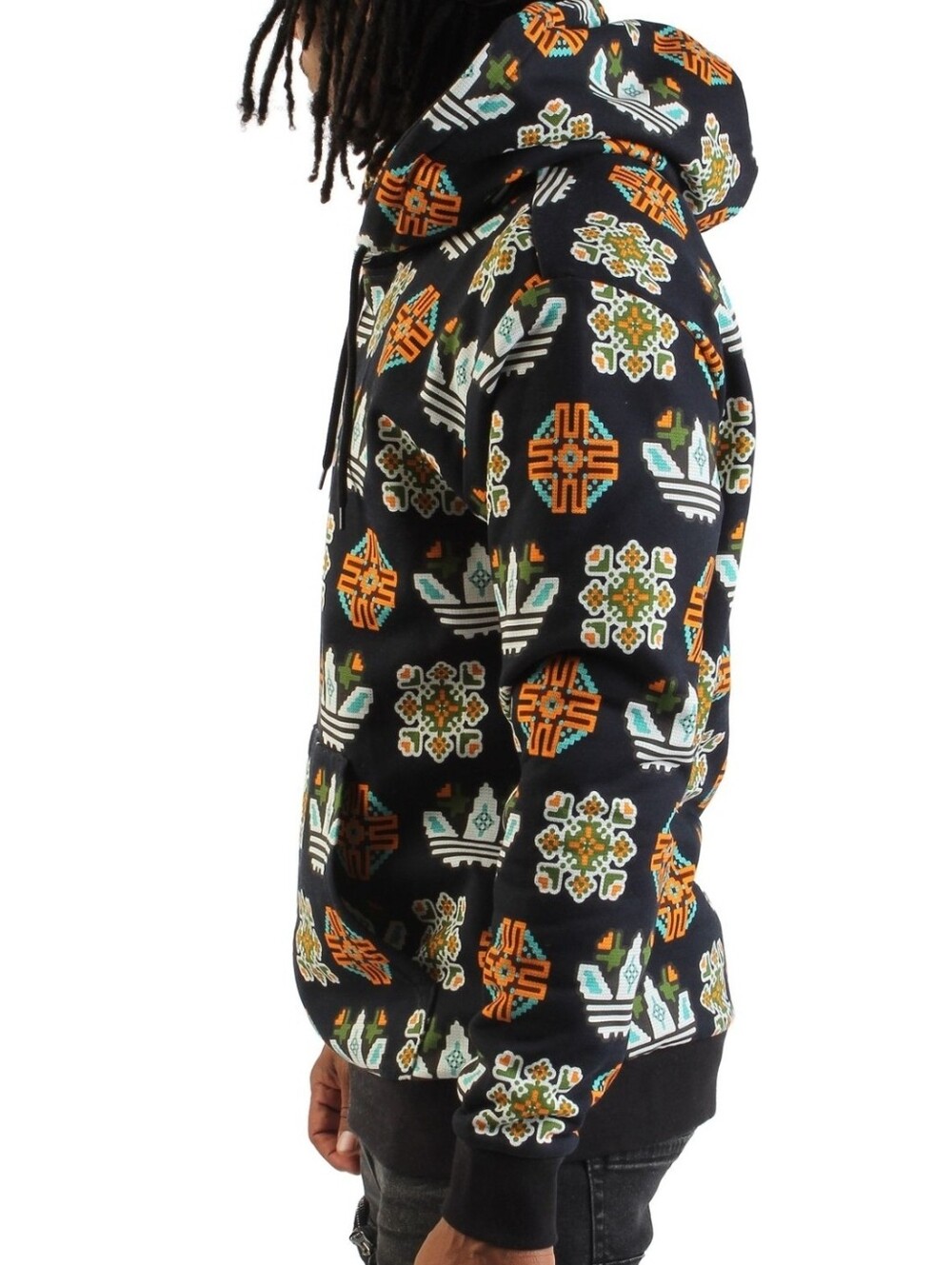 NWT Adidas Originals Men's Tile Print Hoodie Navy Black Small JW1085 - Picture 2 of 4